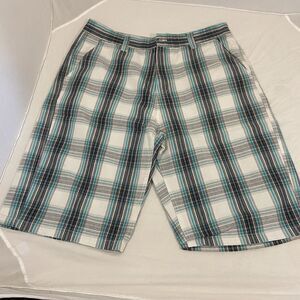 Men's Size 36 Baggy Skater Hip Hop Shorts Vintage Y2K Southpole Teal Plaid